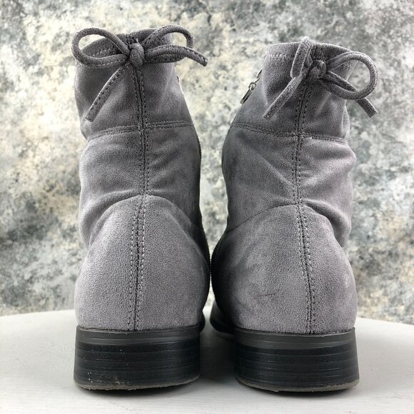 Stuart Weitzman Girl's Size 5 Lowland Mid Grey Faux Suede Side Zip Ankle Booties - Picture 6 of 13